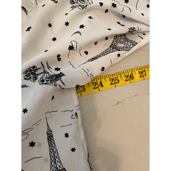 Karl Lagerfeld Paris Eiffel Tower Print Long Sleeve Button-Up Shirt Blouse XL - Picture 8 of 10